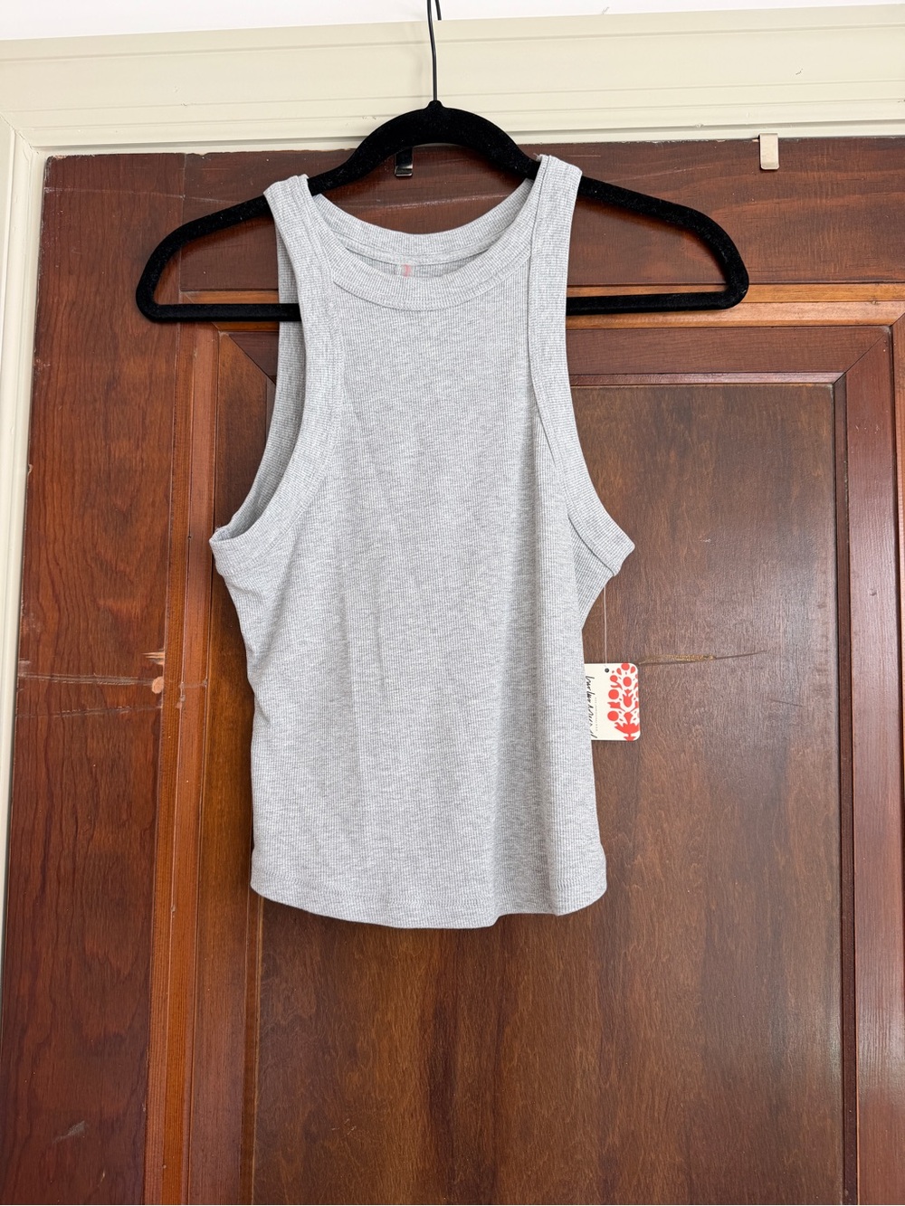FP Movement by Free People Light Gray Ribbed High-Neck Tank